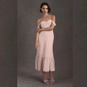 NWT BHLDN Anthropologie MUNROE GEORGETTE DRESS- Blush Pale Pink SIZE 10